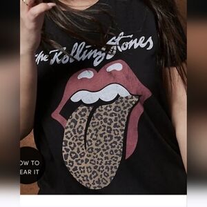 THE ROLLING STONES Black & LEOPARD Classic Fit TEE